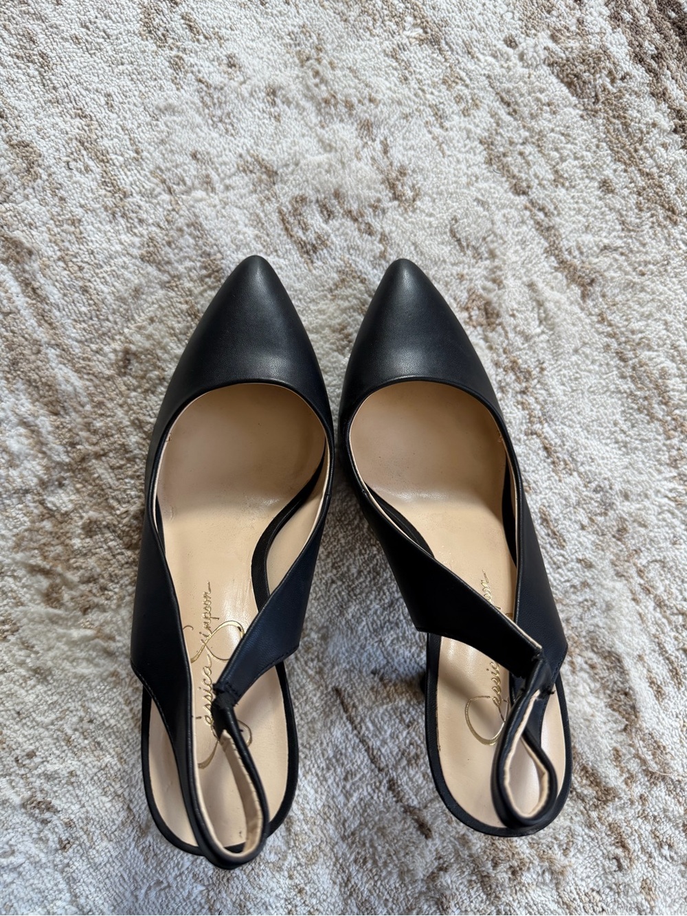 Jessica Simpson Black Pointed-Toe Slingback Pumps